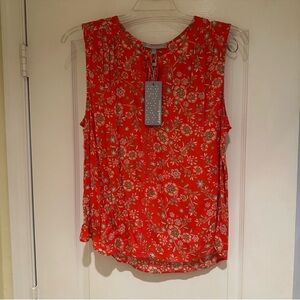 Daniel Rainn Floral Sleeveless Shell in Bright Red